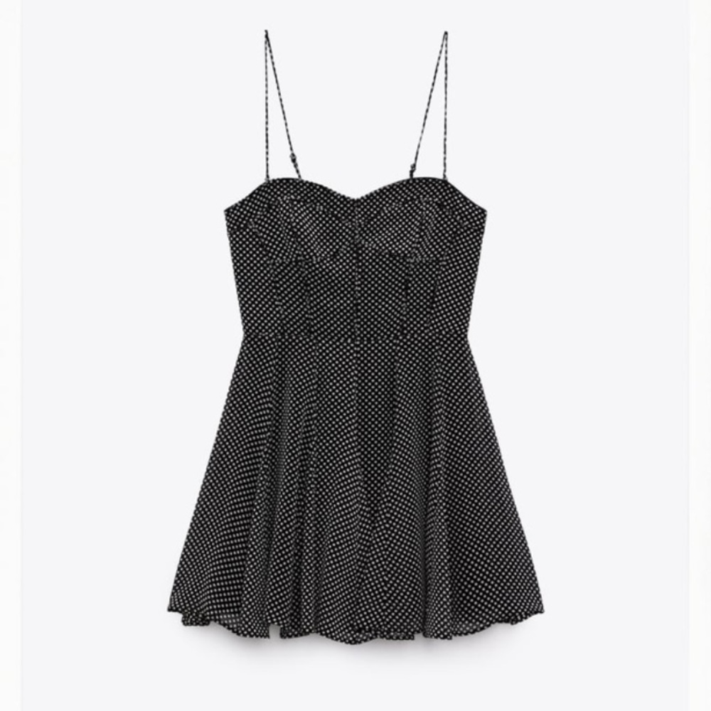 NWT Zara Polka Dot Corset Mini Dress